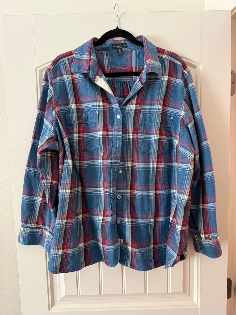 Ralph Lauren Blue and Red Plaid Button-Down Shirt